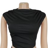 Women Casual Sleeveless Crop Top and Two-Piece Pants Set