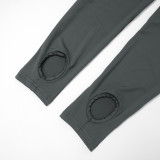 Women Fall/Winter V-Neck Furry Patchwork Shawl Collar Solid Long-Sleeved Jumpsuit