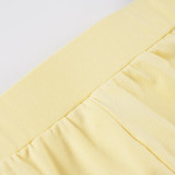 Women Solid Casual American-Style Sweatpants and Shorts Three-Piece Set