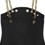 Women Elegant Gold Chain Sexy Strapless Slit Dress