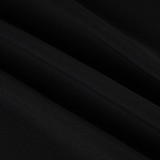 Women casual solid contrast color halter top T-shirt two-piece set