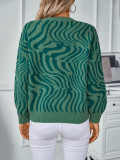 Zebra Print Women's Knitwear Autumn Winter Fashion Pullover Round Neck Top