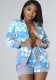 Women's Shorts Sexy Chic Fashion Casual Turndown Collar Print Blazer Set