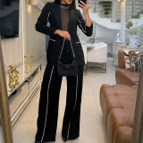 Women's Blazer Jacket Straight Leg Pants Fashion Casual Set