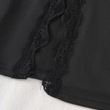 Women Sexy Lace Lace-Up Slit Nightdress Sexy Lingerie