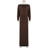 Women Sexy Off-The-Shoulder Solid Elegant Evening Bodycon Maxi Dress