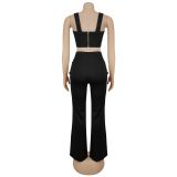 Women Sexy Casual Top and Two-Piece Pants Set