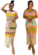 Women Casual Tassel Knitted Beach Dress