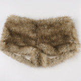 Women sexy fur solid shorts