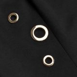 Women Elegant Gold Chain Sexy Strapless Slit Dress