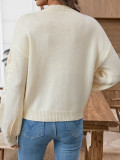 Autumn Winter Embroidery Daisy Pullover Round Neck Loose Knitting Sweater