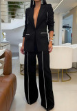 Women's Blazer Jacket Straight Leg Pants Fashion Casual Set