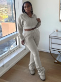 Women Hoodies and Bell Bottom Pants Two-Piece Set