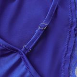 Women Sexy Lace Lace-Up Slit Nightdress Sexy Lingerie