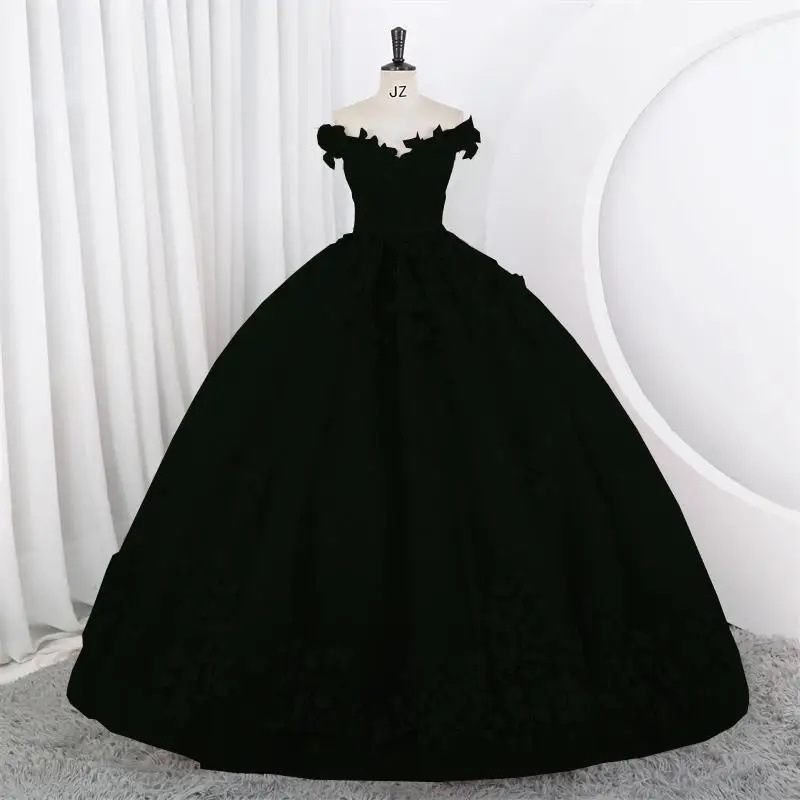 Women Puffy Tulle Embroidered Off-Shoulder Performance Costume Ball Gown