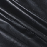 Women sexy V-neck halter slit stretchy Pu-Leather bodycon dress