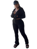 Women Hoodies and Bell Bottom Pants Two-Piece Set