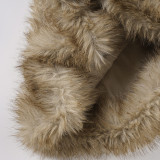 Women sexy fur solid shorts