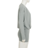 Women sexy V-neck long-sleeved bodycon dress