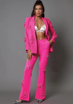 Autumn Women's Fashion Chic Career Turndown Collar Jacket + Pants Floral Set Autumn Women's Fashion Chic Career Turndown Collar Jacket + Pants Floral Set