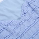 Autumn Elegant V Neck Textured Long Sleeve Dress