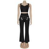 Women Sexy Casual Top and Two-Piece Pants Set