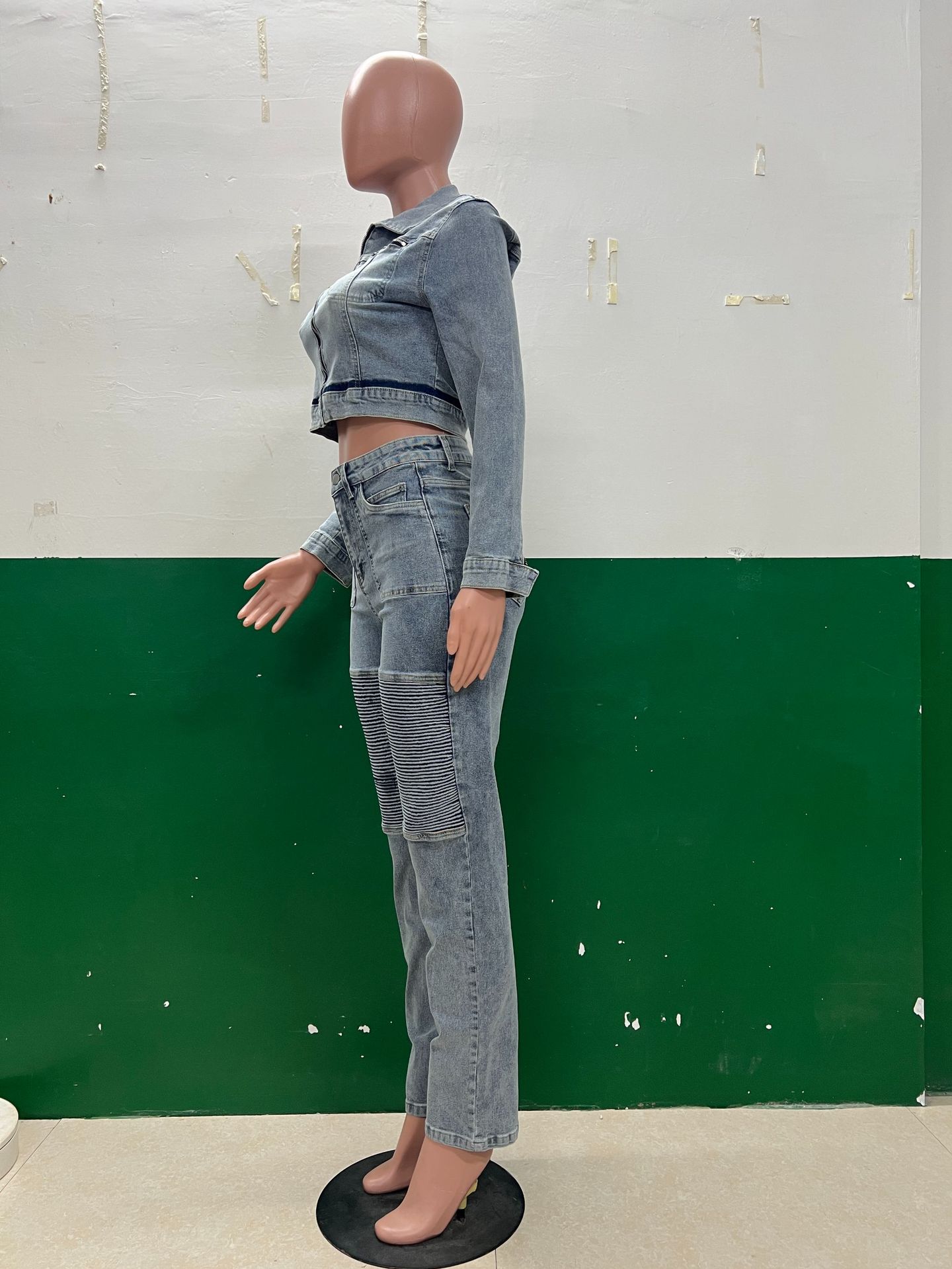 Women Stretch Long-Sleeved Top and Two-Piece Pants