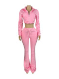 Women Hoodies and Bell Bottom Pants Two-Piece Set