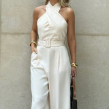Summer Straight Halter Neck Jumpsuit Women's Clothing
