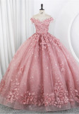 Women Puffy Tulle Embroidered Off-Shoulder Performance Costume Ball Gown