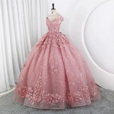 Women Puffy Tulle Embroidered Off-Shoulder Performance Costume Ball Gown
