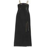 Women Elegant Gold Chain Sexy Strapless Slit Dress