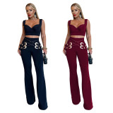Women Sexy Casual Top and Two-Piece Pants Set