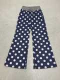 Women American-Style Casual Polka Dot Print Contrast Lace-Up Pants