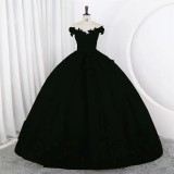 Women Puffy Tulle Embroidered Off-Shoulder Performance Costume Ball Gown