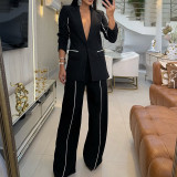 Women's Blazer Jacket Straight Leg Pants Fashion Casual Set