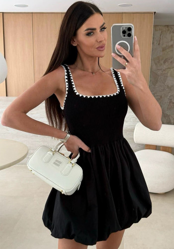 Strap Low Back Short Puffy Dress