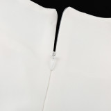 Women White French Sleeveless Round Neck Dress