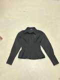 Women Pleated Casual Solid V-Neck Shirt