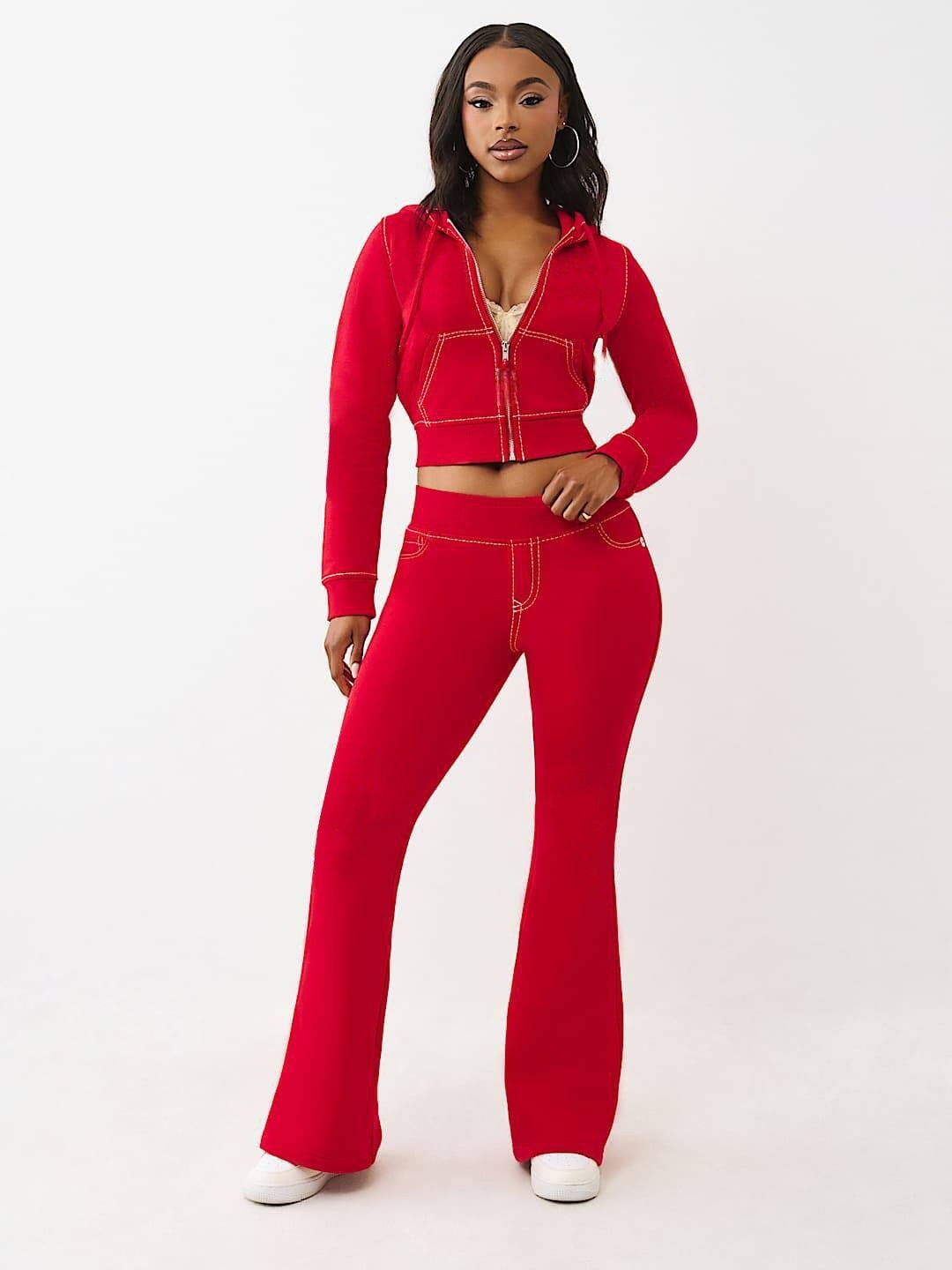 Women Casual Solid Hooded Top and Pants Two-Piece Set