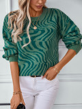 Zebra Print Women's Knitwear Autumn Winter Fashion Pullover Round Neck Top