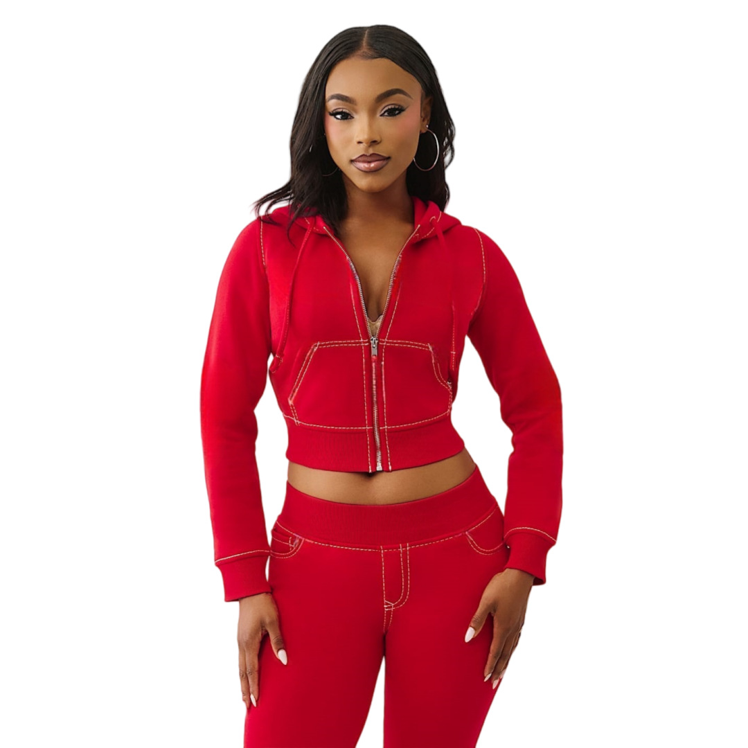 Women Casual Solid Hooded Top and Pants Two-Piece Set