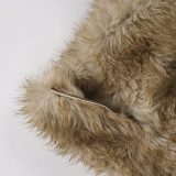 Women sexy fur solid shorts