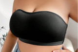 Plus Size Women Spring/Summer Solid Strapless Strapless Top