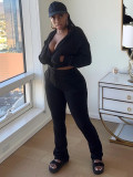 Women Hoodies and Bell Bottom Pants Two-Piece Set