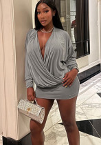 Women sexy V-neck long-sleeved bodycon dress