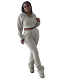 Women Hoodies and Bell Bottom Pants Two-Piece Set