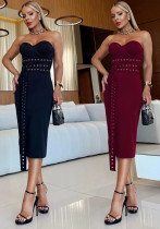 Women Sexy Strapless Lace-Up Dress Women Sexy Strapless Lace-Up Dress