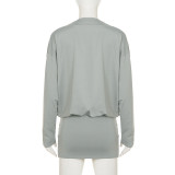 Women sexy V-neck long-sleeved bodycon dress