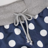 Women American-Style Casual Polka Dot Print Contrast Lace-Up Pants